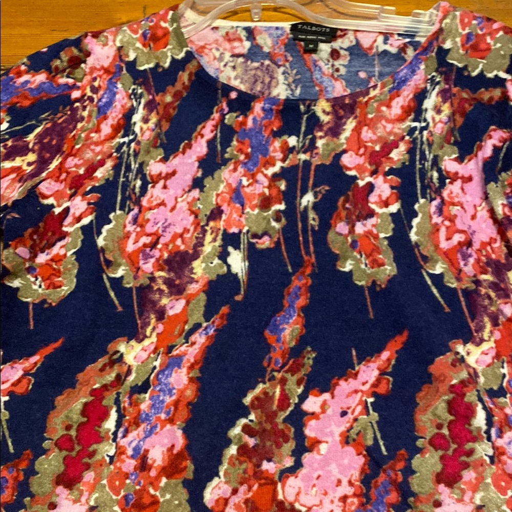 Talbots Pink and Red Sequin Embellished Blouse